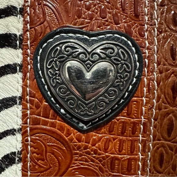 Patchwork Style Handbag Shoulder Bag Brown Black - Picture 5 of 13